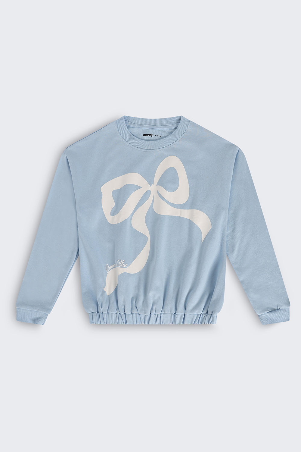 Tweens Girls Regular Fit Light Blue Bow Sweatshirt
