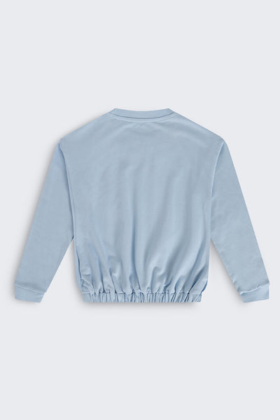 Tweens Girls Regular Fit Light Blue Bow Sweatshirt
