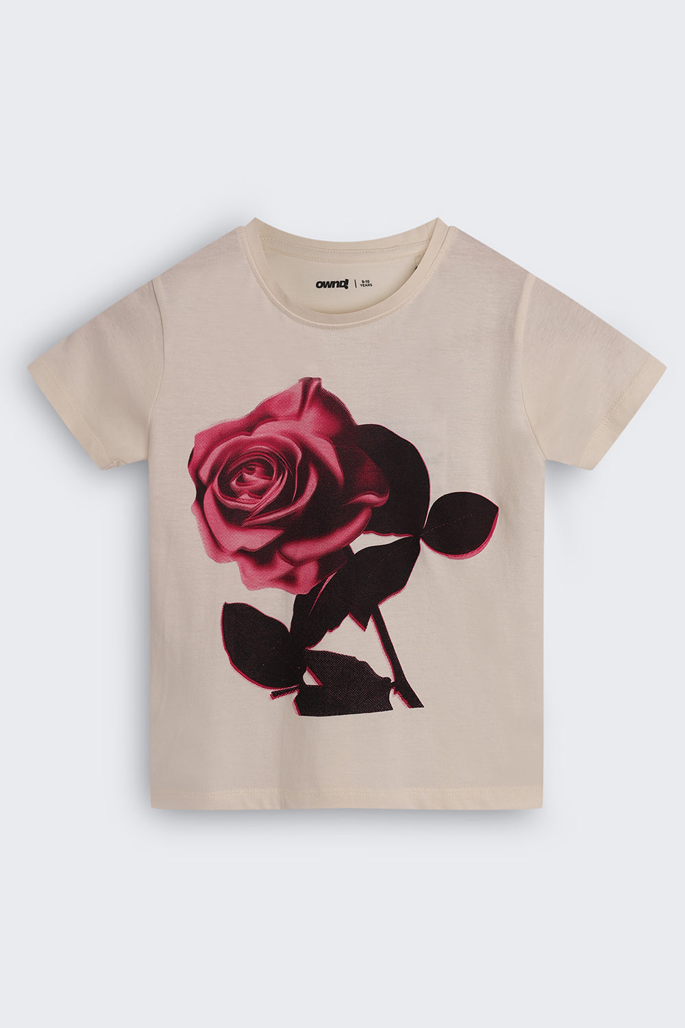 Tweens Girls Regular Fit Off White Floral Design T-Shirt