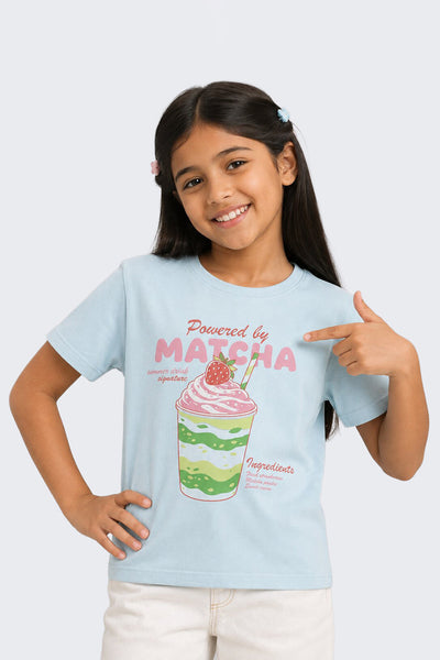 Tweens Girls Regular Fit Light Blue Graphic T-Shirt