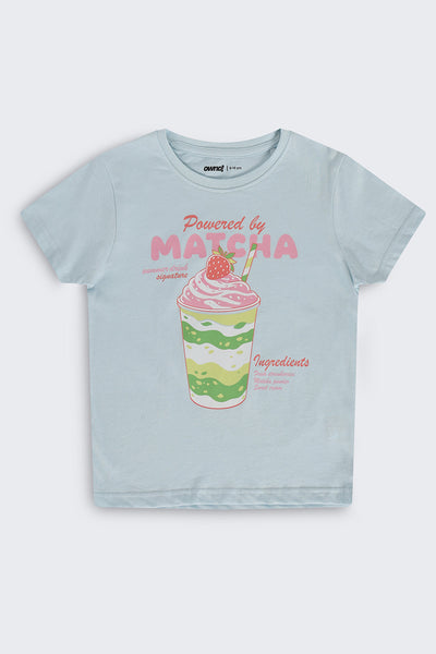 Tweens Girls Regular Fit Light Blue Graphic T-Shirt
