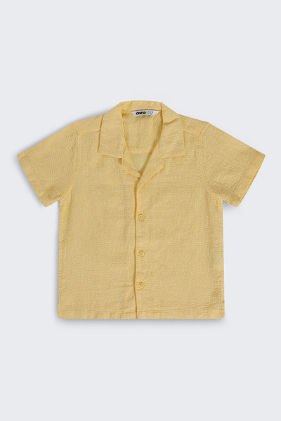 Boys Regular Fit Yellow Textured Shirt