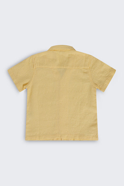 Boys Regular Fit Yellow Textured Shirt