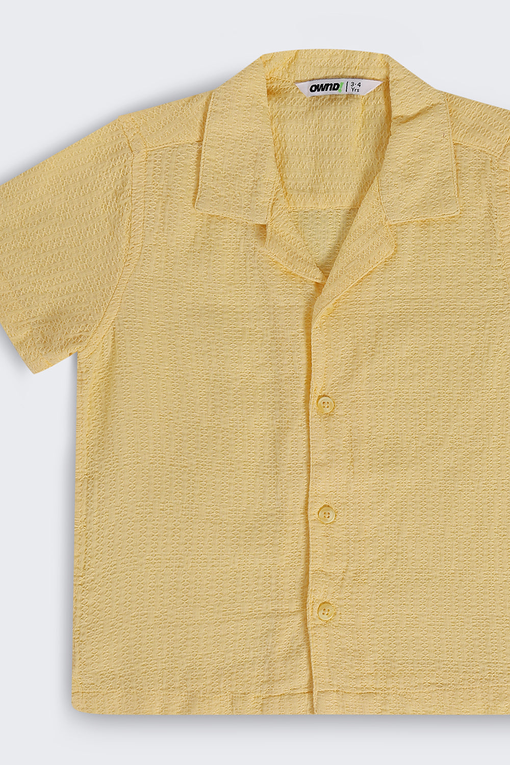 Boys Regular Fit Yellow Textured Shirt