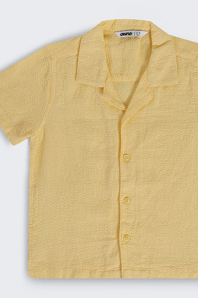 Boys Regular Fit Yellow Textured Shirt