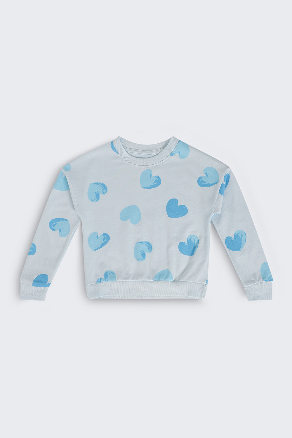 Girls Relaxed Fit Light Blue Heart Sweatshirt