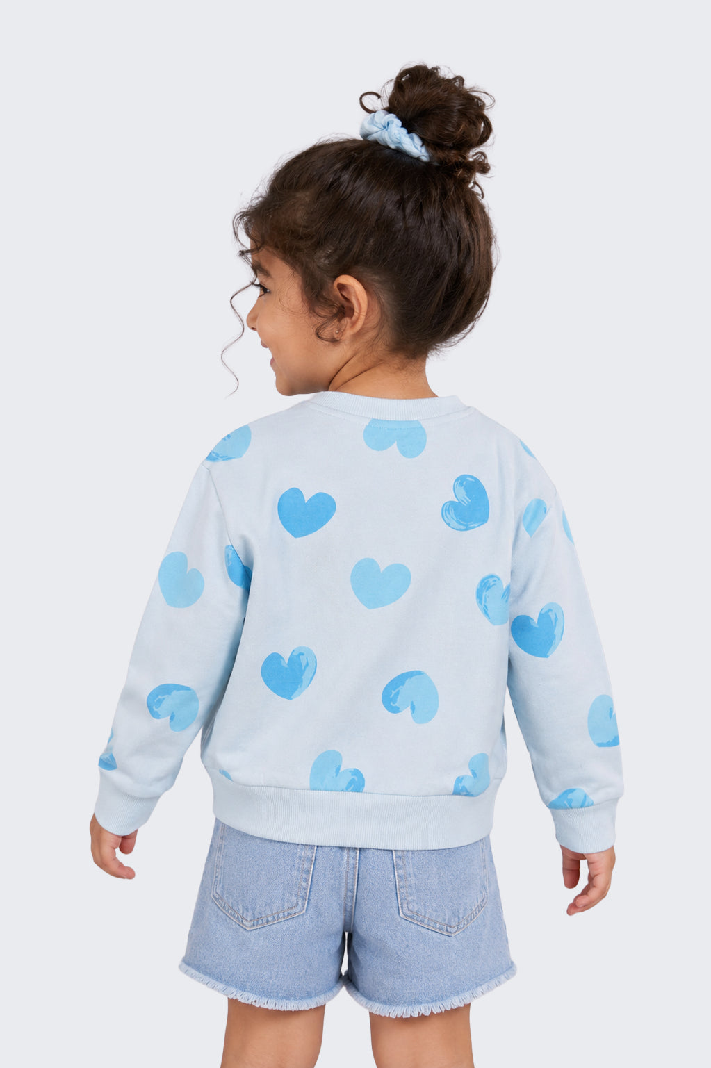 Girls Relaxed Fit Light Blue Heart Sweatshirt