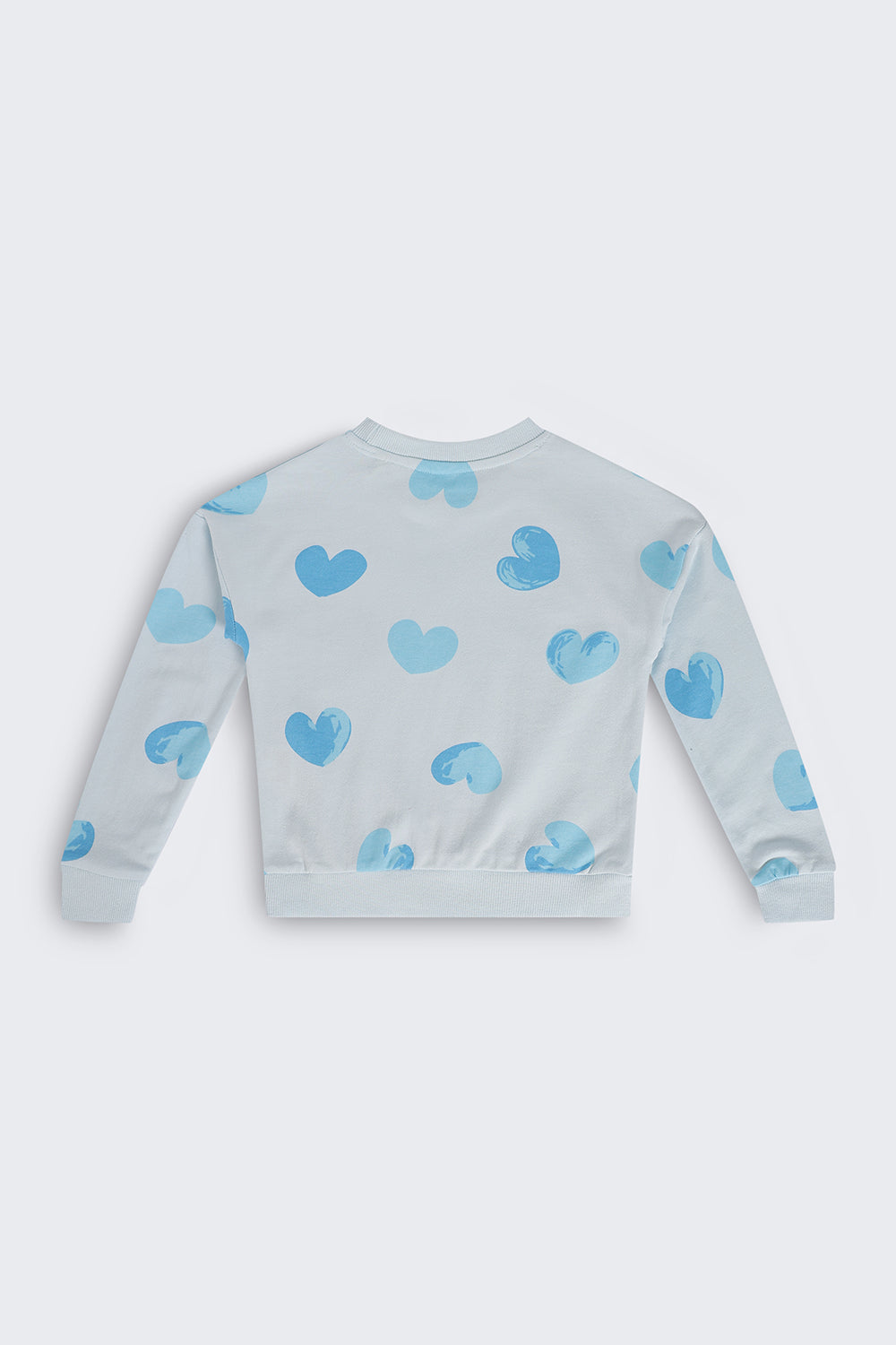 Girls Relaxed Fit Light Blue Heart Sweatshirt