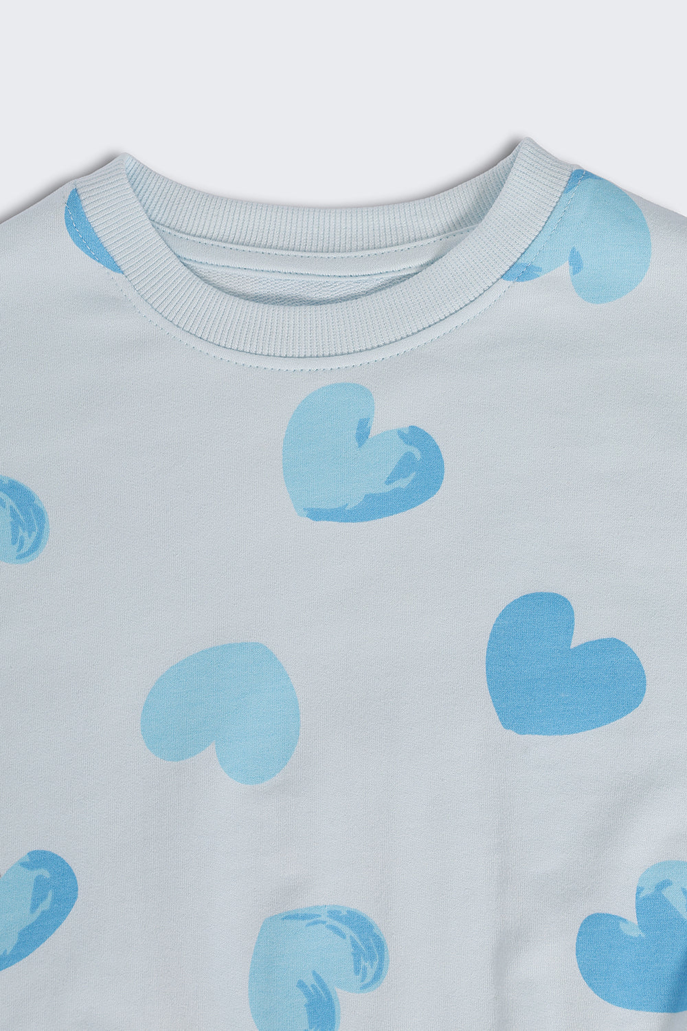 Girls Relaxed Fit Light Blue Heart Sweatshirt