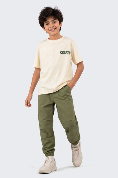 Tweens Boys Olive Solid Joggers