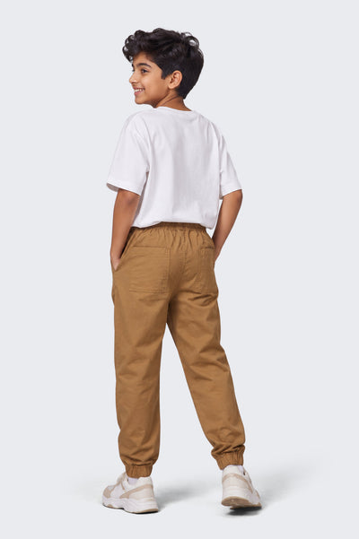 Tweens Boys Beige Solid Joggers