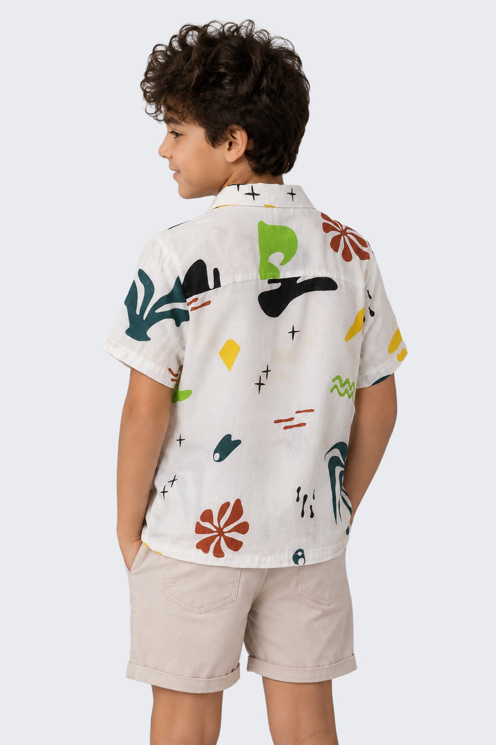 Tweens Boys Regular Fit White All - Over Print Shirt