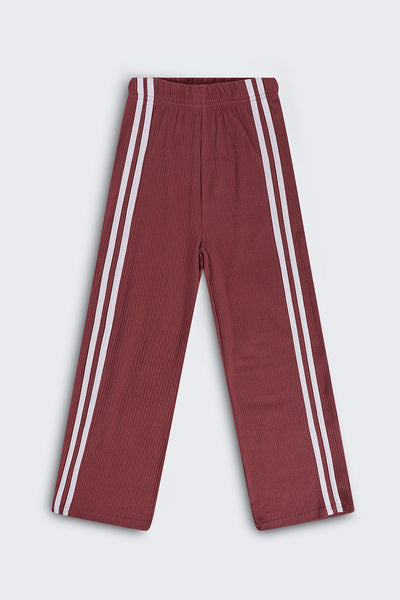 Tweens Girls Wide Leg Fit Mauve Solid Track Pants