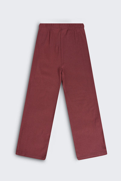 Tweens Girls Wide Leg Fit Mauve Solid Track Pants