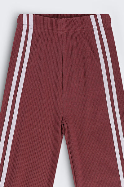 Tweens Girls Wide Leg Fit Mauve Solid Track Pants