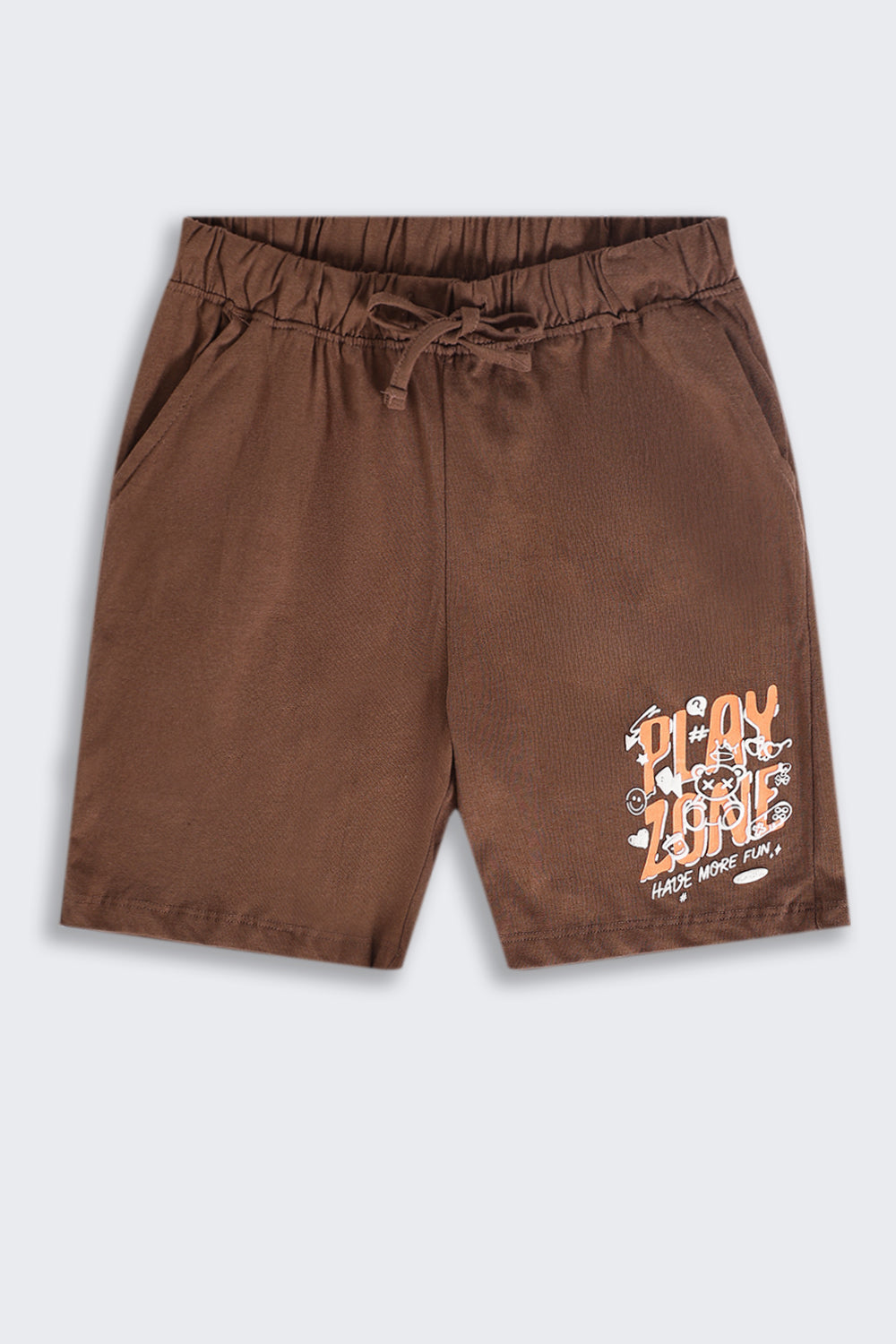Tweens Boys Regular Fit Brown Letter Shorts