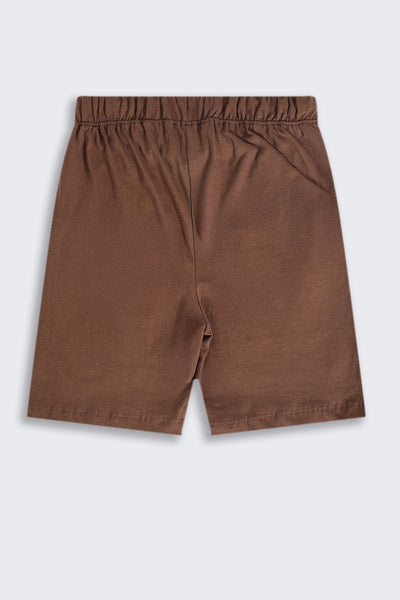 Tweens Boys Regular Fit Brown Letter Shorts