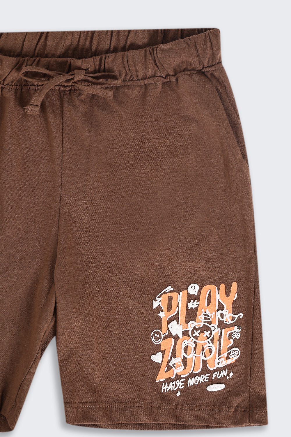 Tweens Boys Regular Fit Brown Letter Shorts