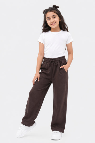 Tweens Girls Relaxed Fit Brown Solid Jogger