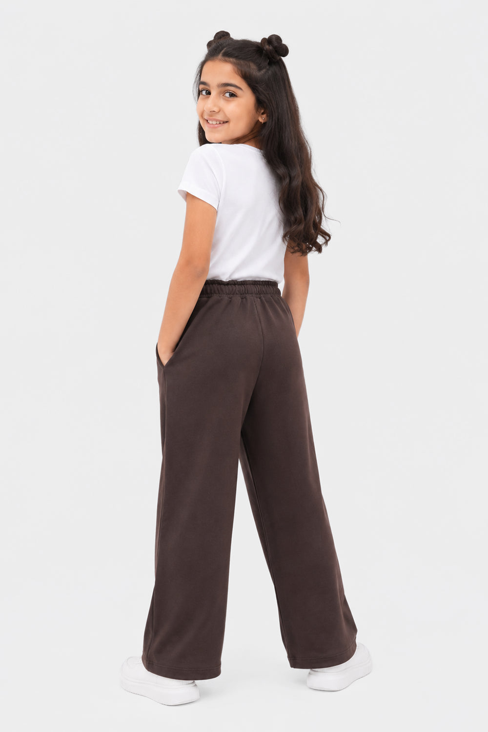 Tweens Girls Relaxed Fit Brown Solid Jogger