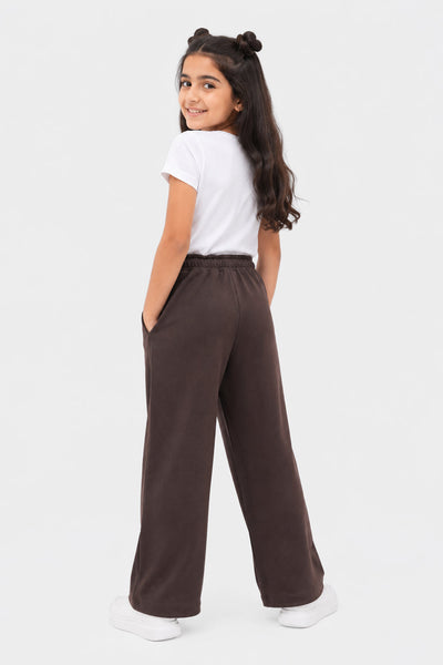 Tweens Girls Relaxed Fit Brown Solid Jogger