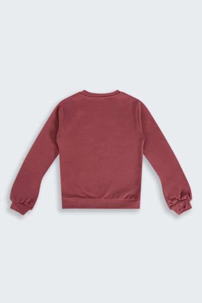Tweens Girls Relaxed Fit Mauve Graphic Printed Sweatshirt