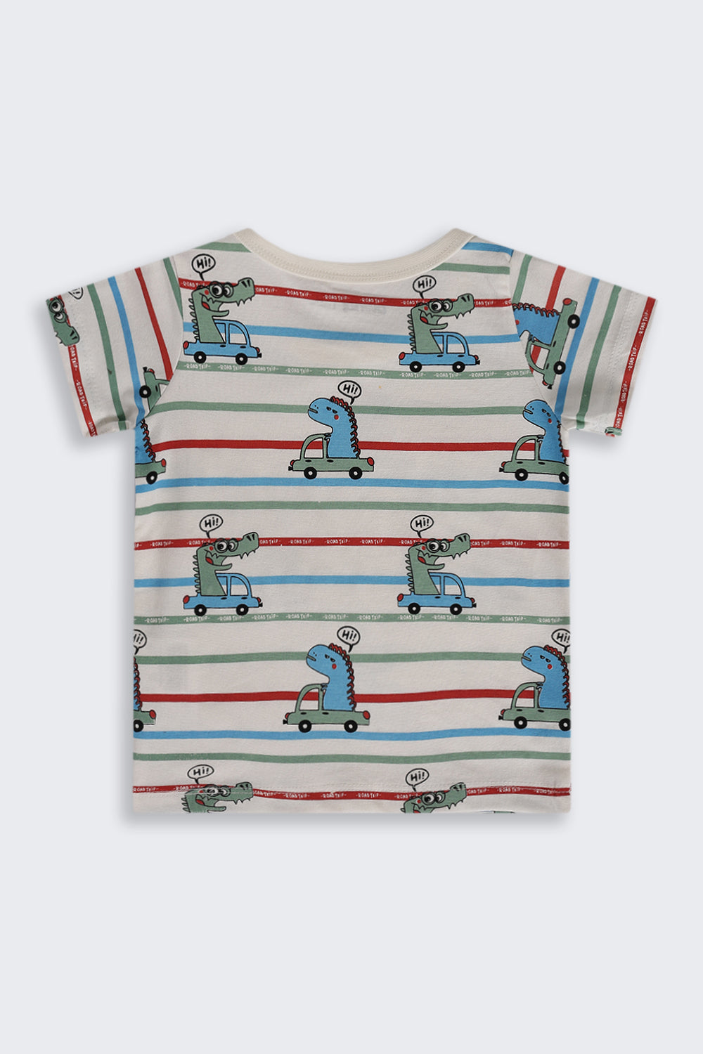 Infant Boys Regular Fit Blue Dino Graphic T-Shirt - Pack of 2