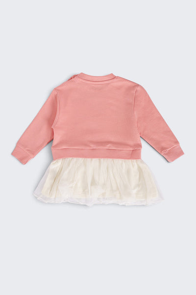 Infant Girls Flared Pink Cats Graphic Dress
