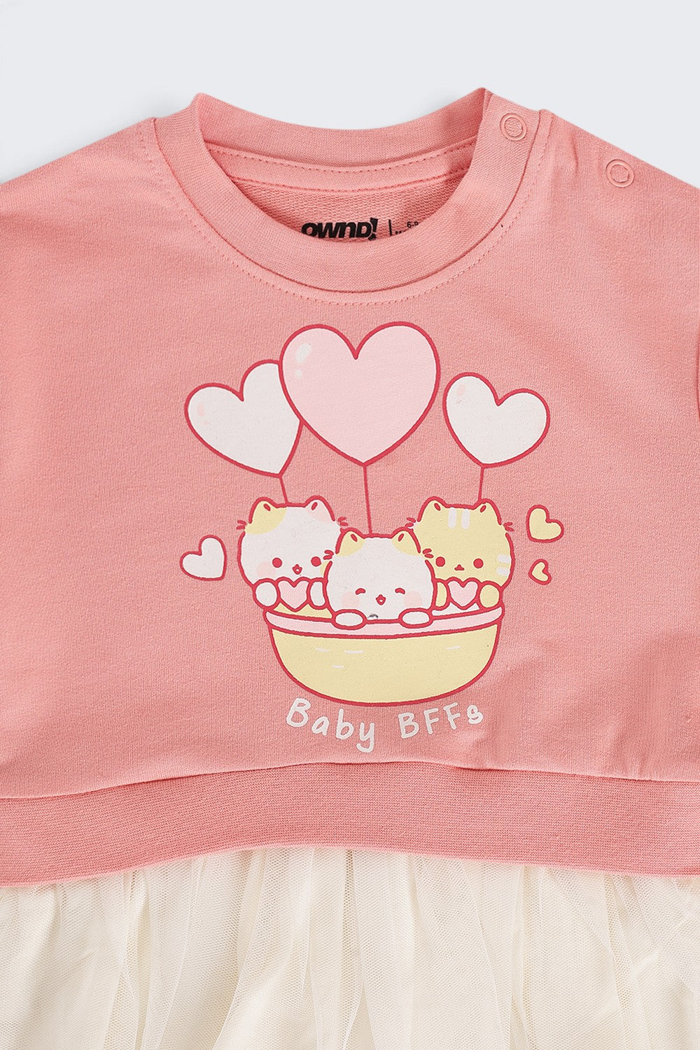 Infant Girls Flared Pink Cats Graphic Dress