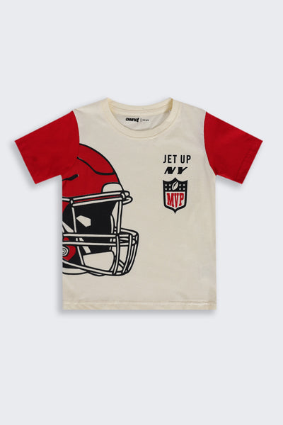 Boys Regular Fit Red Graphic Printed Co-ord Set