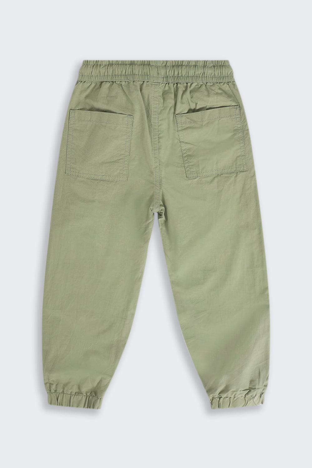 Boys Olive Solid Cotton Jogger