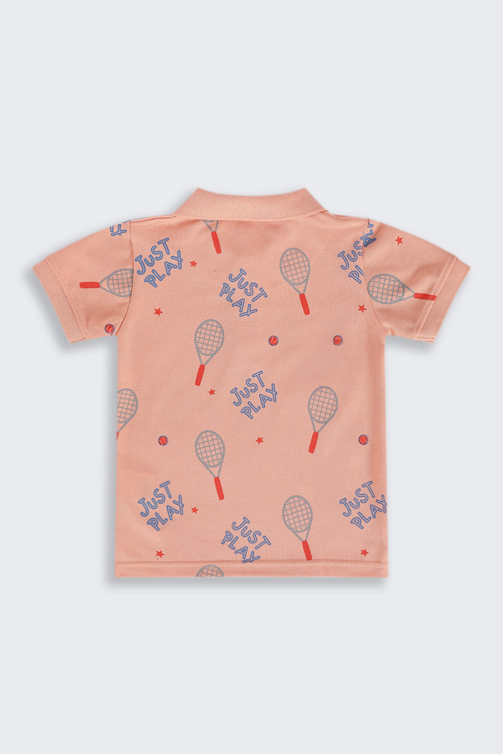 Boys Regular Fit Peach Badminton Graphic Printed T-Shirt
