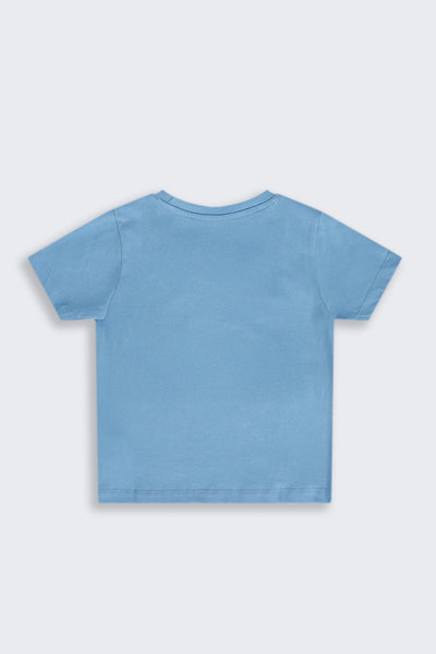 Boys Regular Fit Light Blue Tropical Beach Graphic T-Shirt