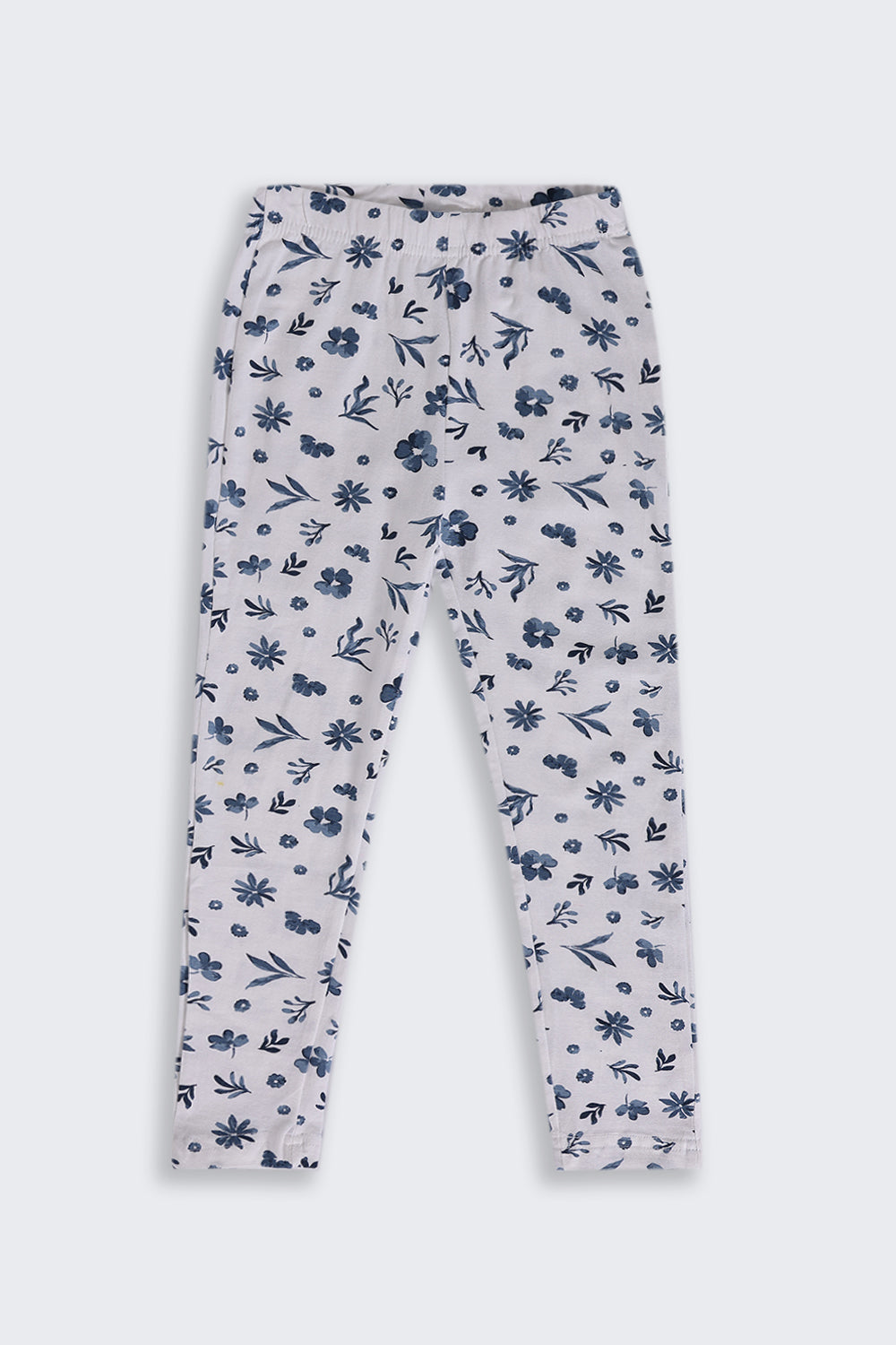 Girls Regular Fit White Floral Legging