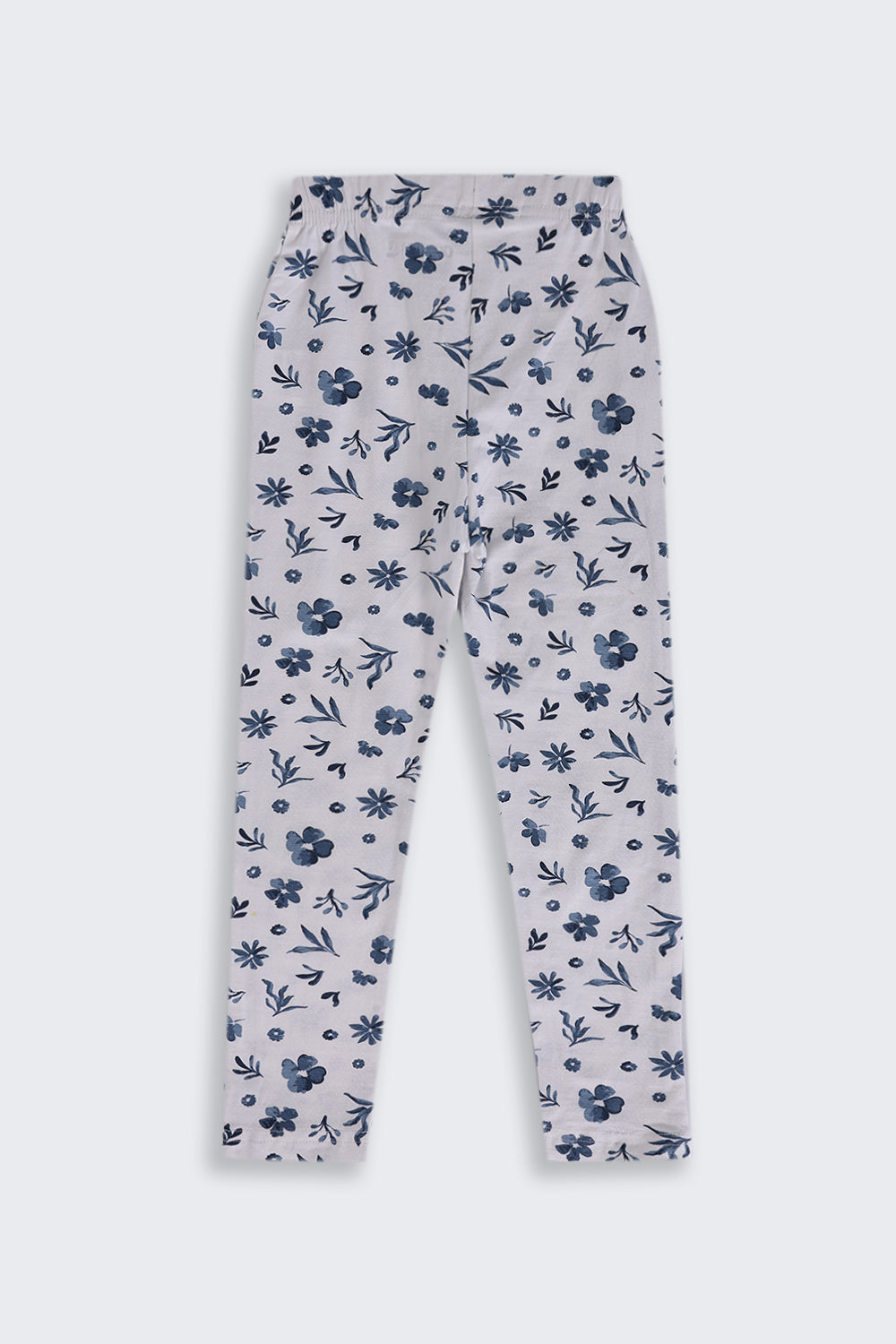 Girls Regular Fit White Floral Legging