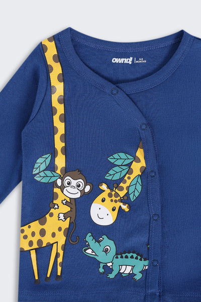 Infant Boys Regular Fit Navy Jungle Theme Graphic Co-ord Set