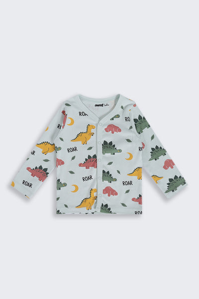 Infant Boys Regular Fit Green Dinosaur Graphic Co-ord Set