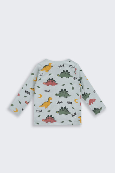 Infant Boys Regular Fit Green Dinosaur Graphic Co-ord Set