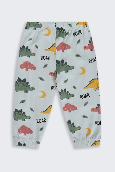 Infant Boys Regular Fit Green Dinosaur Graphic Co-ord Set