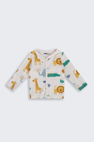 Infant Boys Regular Fit Cream Giraffe Graphic Co-ord Set