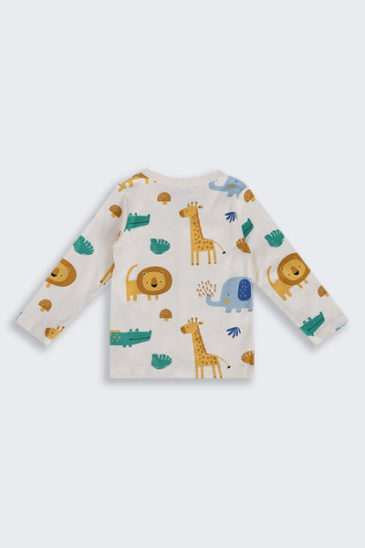 Infant Boys Regular Fit Cream Giraffe Graphic Co-ord Set