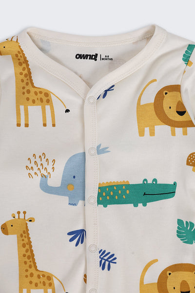 Infant Boys Regular Fit Cream Giraffe Graphic Co-ord Set