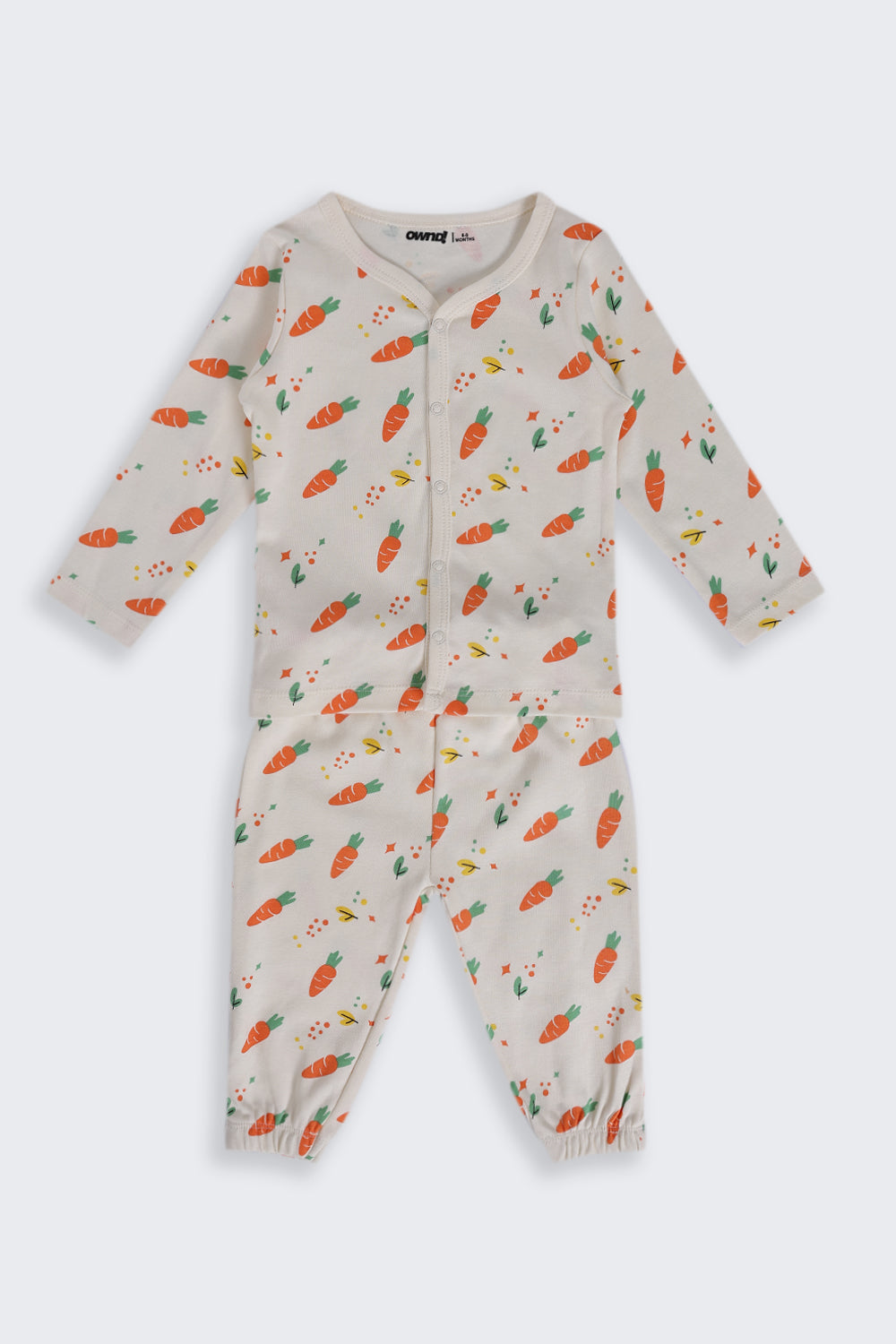 Infant Boys Regular Fit Cream Carrot Printed Co-ord Set