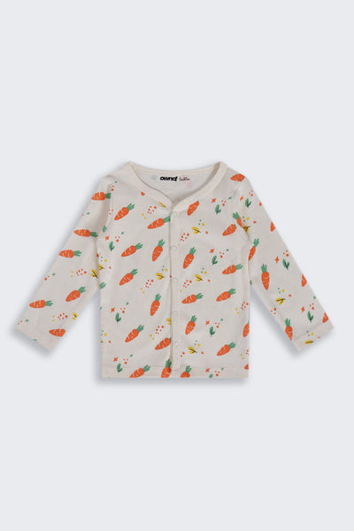 Infant Boys Regular Fit Cream Carrot Printed Co-ord Set