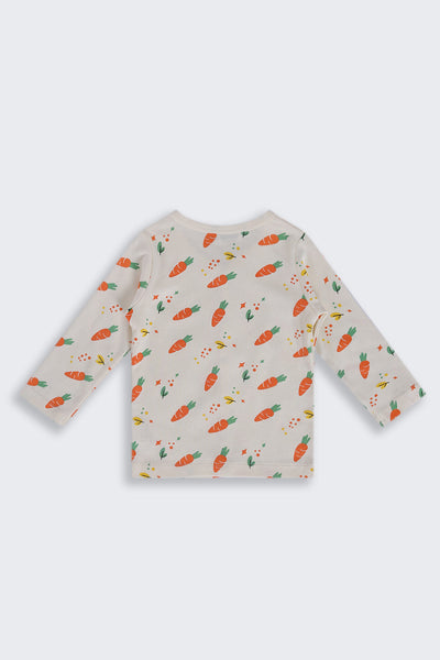 Infant Boys Regular Fit Cream Carrot Printed Co-ord Set