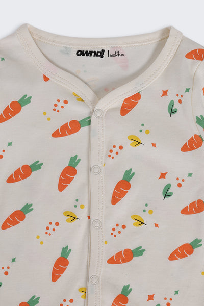 Infant Boys Regular Fit Cream Carrot Printed Co-ord Set