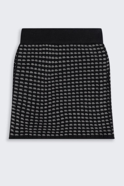 Tweens Girls Mid Rise Black Self Design Skirt
