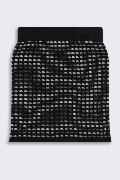 Tweens Girls Mid Rise Black Self Design Skirt