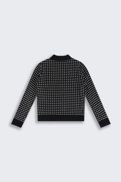 Tweens Girls Regular Fit Black Self Design Sweater