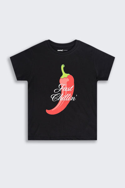 Tweens Girls Regular Fit Black Chilly Graphic T-Shirt